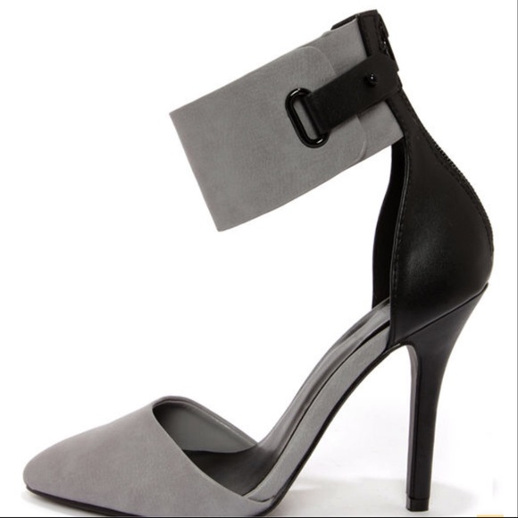 My Delicious Shoes Shoes - 3/$25 My Delicious Grey & Black Ankle Cuff Heels